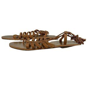 NWOT LUCKY BRAND BROWN LEATHER GLADIATOR GREEK LACE UP FLAT SANDALS - 10 (40)